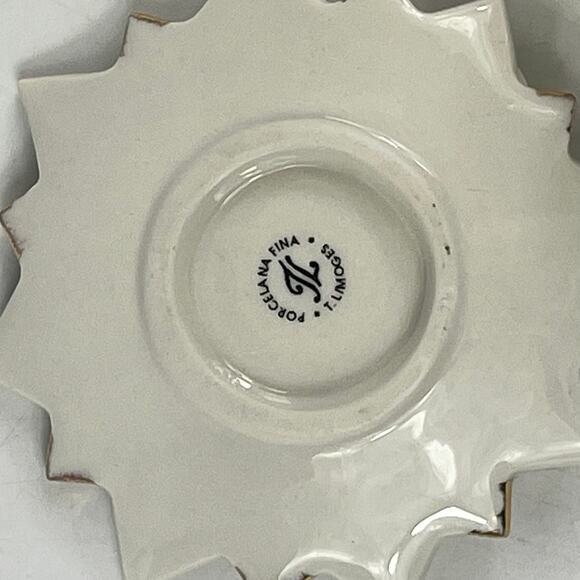 Limoges France Porcelain Rose Cup Saucer Set Gold Trim Starburst Pedal Design - Picture 10 of 15